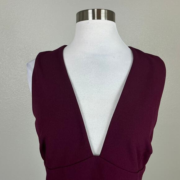 Sachin & Babi Deep V-Neck Long Column Evening Gown Wine Red Size 4 Formal Dress - Picture 8 of 12